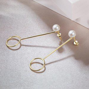 PEARL DANGLING STERLING SILVER EARRINGS